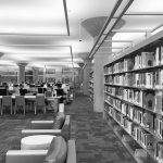 Third floor on the Central Library in Downtown Minneapolis. To the left and right are just stacks of shelves, and in the center is the computer area where people come and use them for various purposes.
